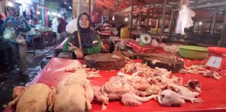 Pedagang daging ayam pasar tradisional