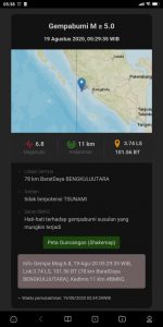 Gempa Bengkulu,  Terjadi Dua Kali Tidak Berpotensi Tsunami