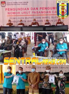 Dua Nomor Urut Cabup Way Kanan diundi Berikut Rinciannya