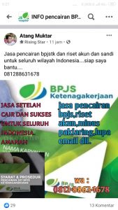 Jasa “Calo” Pengklaiman online JHT Menjamur di Medsos Facebook