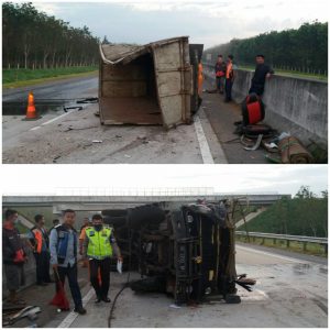 Kecelakaan di Jalan Tol, Bus Rajawali Seruduk Truk Colt Disel, Supir Luka Berat