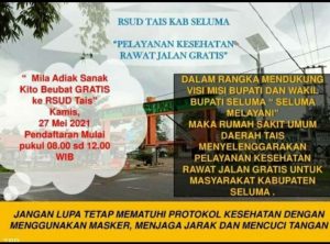 Kabar Gembira! Besok RSUD Tais Beri Layanan Rawat Jalan Gratis Untuk Warga