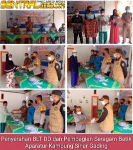 PJ Kepala Kampung Sinar Gading Bagikan BLT DD Tahap Satu Bulan April dan Pembagian Seragam Batik Aparatur Kampung