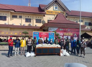 Polres Tegal Kota Bagikan Beras 6 Ton Pada Warganya
