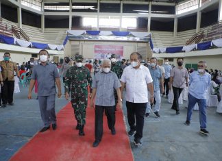 TNI- Polri Bersama Pemkab Asahan Tinjau Pelaksanaan Vaksinasi Covid-19 Tahap II Di Gedung Serbaguna