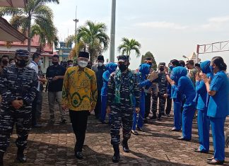 Lakukan Kunker, Panglima Koarmada I Dukung Peningkatan Status dan Serbuan Vaksinasi Masyarakat Maritim Lanal Bengkulu