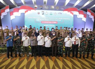 Bupati Asahan Bersama Forkopimda Hadiri Rapat Koordinasi Percepatan Realisasi APBD Kabupaten/Kota dan Pembangunan Infrastuktur