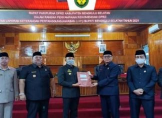 Gelar Paripurna, DPRD BS Sampaikan Rekomendasi Laporan LKPJ Bupati TH 2021