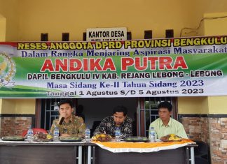 Anggota DPRD Provinsi Bengkulu Andika Putra Menyambangi Desa-desa di Kabupaten Rejang Lebong dan Lebong untuk Menjaring Aspirasi Masyarakat