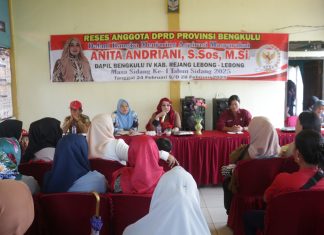 Anggota DPRD Provinsi Bengkulu Anita Andriani, S.Sos., M.Si Serap Aspirasi Masyarakat di Dua Lokal di Kabupaten Lebong