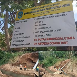 PEMBANGUNAN JEMBATAN BRINGKIL OLEH DINAS PUPR KAB. NGANJUK MELALUI DBHCHT TAHUN 2025