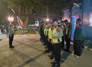 Personil Gabungan dalam Rangka Pengamanan Arus Mudik Melaksanakan apel Malam