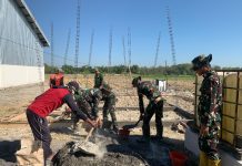 Pondasi Berdiri Kokoh, Satgas TMMD Siapkan Pemasangan Hebel Musala dan Toilet Rest Area Sembung–Sukorame