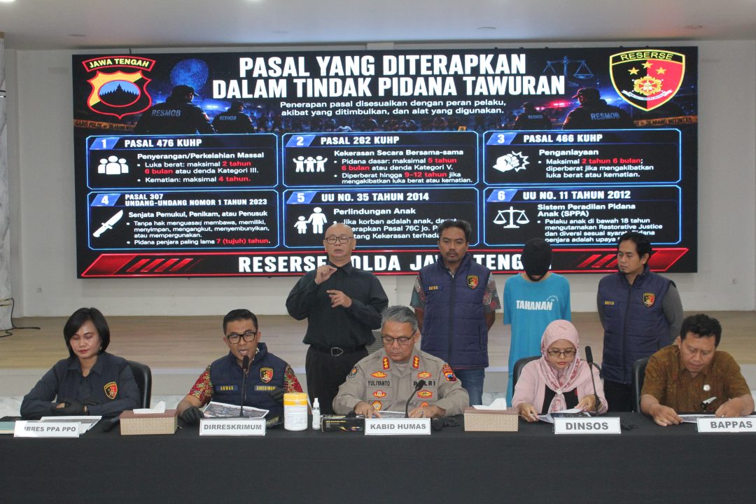 Polda Jateng Ungkap Tawuran Antar Kelompok Remaja wilayah Semarang-Kendal, Empat Tersangka Ditahan dan 17 DPO Diburu