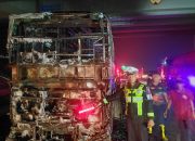 Bus PO Tunas Muda Ludes Terbakar di Tol Batang-Semarang, 15 Penumpang Selamat